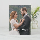 Carte De Remerciements Mariage photo écriture moderne (Debout devant)
