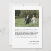 Carte De Remerciements Mariage photo écriture moderne (Dos)