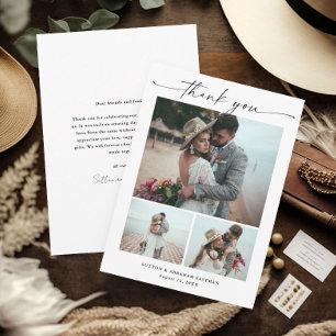 Carte De Remerciements Mariage Photo Écriture Moderne 3