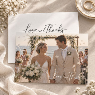 Carte De Remerciements Mariage Photo Élégant Amour et Remerciements