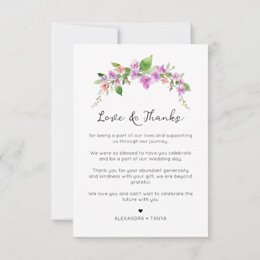 Carte De Remerciements Mariage photo élégant aux tons violets (Dos)