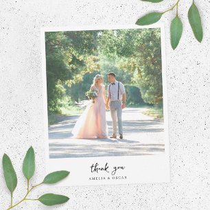 Carte De Remerciements Mariage photo élégant minimaliste