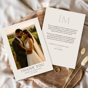 Carte De Remerciements Mariage Photo Élégant Moderne