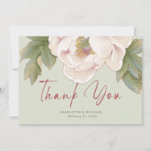 Carte De Remerciements Mariage photo Elegant Sage et Blush Peony (Devant)