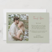 Carte De Remerciements Mariage photo Elegant Sage et Blush Peony (Dos)