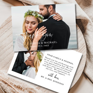 Carte de remerciements Mariage photo élégant Scrip