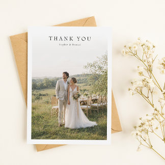 Carte De Remerciements Mariage photo élégant simple minimaliste