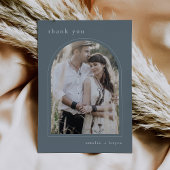 Carte De Remerciements MARIAGE photo EMELIA Flat Boho Navy Simple Arch