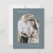 Carte De Remerciements MARIAGE photo EMELIA Flat Boho Navy Simple Arch (Devant)