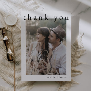 Carte De Remerciements MARIAGE photo EMELIA Flat White Black Modern Boho