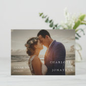 Carte De Remerciements Mariage photo Emerald Green Modern Minimal (Debout devant)