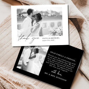 Carte De Remerciements Mariage photo en noir blanc