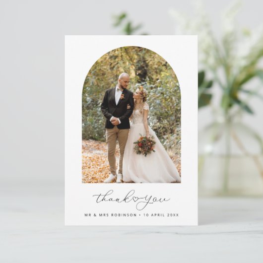 Carte De Remerciements Mariage photo en script simple (Debout devant)