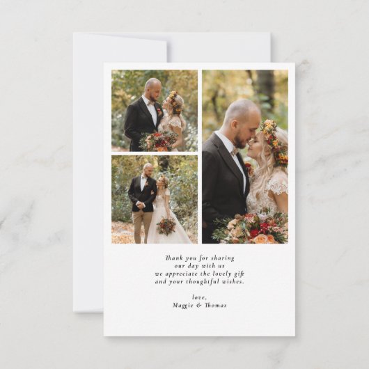 Carte De Remerciements Mariage photo en script simple (Dos)