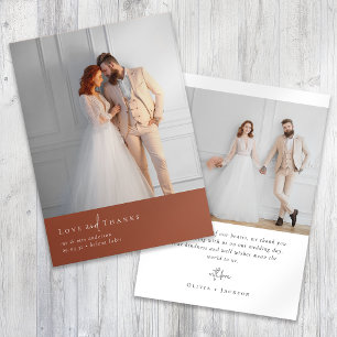 Carte De Remerciements Mariage photo en terre cuite orange brûlé