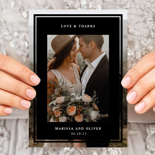 Carte De Remerciements Mariage photo encadré minimaliste plié