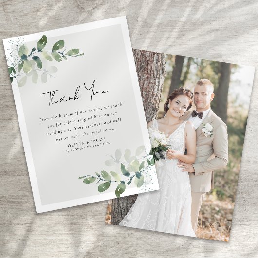 Carte De Remerciements Mariage photo Eucalyptus