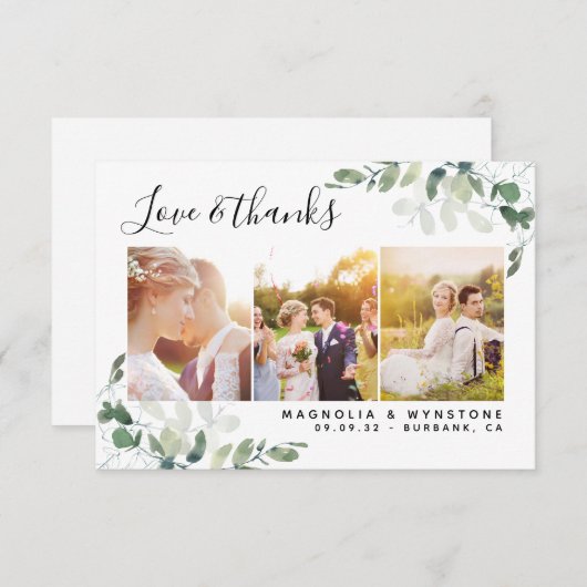 Carte De Remerciements mariage photo Eucalyptus 3,5 x 5 pouces (Devant / Derrière)