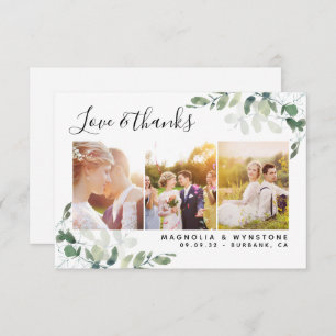 Carte De Remerciements mariage photo Eucalyptus 3,5 x 5 pouces