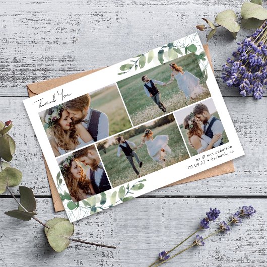 Carte De Remerciements Mariage photo Eucalyptus 6