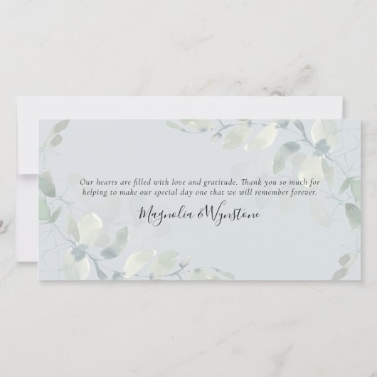Carte De Remerciements Mariage photo Eucalyptus Love and Thanks (Dos)
