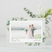 Carte De Remerciements Mariage photo Eucalyptus Script 2 (Debout devant)