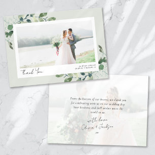 Carte De Remerciements Mariage photo Eucalyptus Script 2