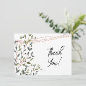 Carte De Remerciements Mariage photo Feuille aquarelle (Debout devant)