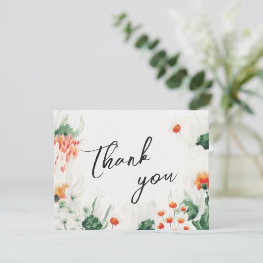 Carte De Remerciements Mariage photo fleur sauvage d'été (Debout devant)