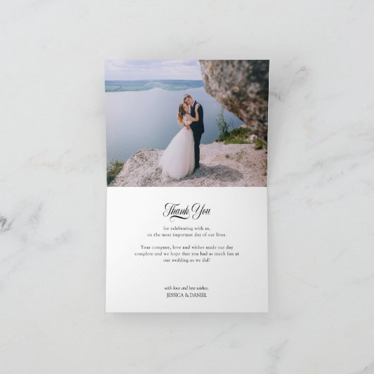 Carte De Remerciements Mariage Photo Fleur sauvage Jardin Posy Monogramm (Intérieur)