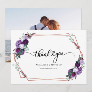 Carte De Remerciements Mariage photo floral aquarelle