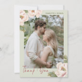 Carte De Remerciements Mariage photo floral Sage romantique & Blush Peony (Devant)