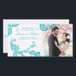 Carte De Remerciements Mariage photo floral turquoise Peacock élégant<br><div class="desc">Turquoise Paisley Bohemian Floral Peacock Elégant Mariage photo Carte de remerciements. Conçu par fat*fa*tin. Facile à customiser avec votre propre texte,  photo ou image. Pour des demandes personnalisées,  veuillez contacter fat*fa*tin directement. Des frais personnalisés s'appliquent. www.zazzle.com/fat_fa_tin www.zazzle.com/color_therapy www.zazzle.com/fatfatin_blue_knot www.zazzle.com/fatfatin_red_knot www.zazzle.com/fatfatin_mini_me www.zazzle.com/fatfatin_box www.zazzle.com/fatfatin_design www.zazzle.com/fatfatin_ink</div>