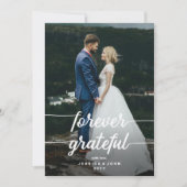 Carte De Remerciements Mariage photo Forever Grateful Rustic Script 2 (Devant)