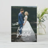 Carte De Remerciements Mariage photo Forever Grateful Rustic Script 2 (Debout devant)