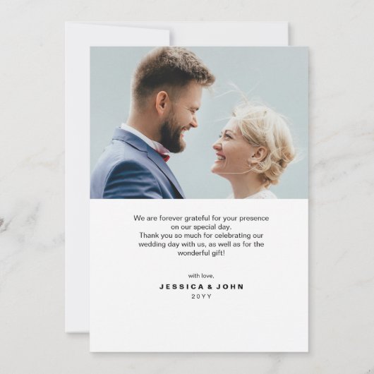 Carte De Remerciements Mariage photo Forever Grateful Rustic Script 2 (Dos)