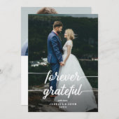 Carte De Remerciements Mariage photo Forever Grateful Rustic Script 2 (Devant / Derrière)