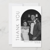 Carte De Remerciements Mariage photo Glam noir & blanc (Devant)