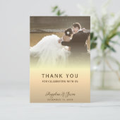 Carte De Remerciements Mariage photo Gold (Debout devant)