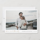 Carte De Remerciements Mariage photo Gold Script (Devant)