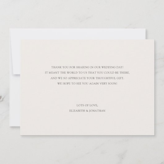 Carte De Remerciements Mariage photo Gold Script (Dos)