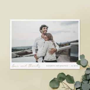 Carte De Remerciements Mariage photo Gold Script