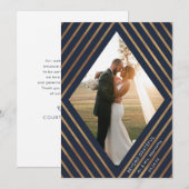 Carte De Remerciements Mariage photo Gold Stripes Diamond Frame (Devant / Derrière)