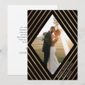 Carte De Remerciements Mariage photo Gold Stripes Diamond Frame (Devant / Derrière)