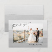 Carte De Remerciements Mariage photo gris moderne (Devant / Derrière)