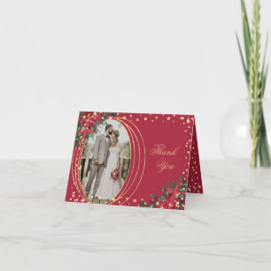 Carte De Remerciements Mariage photo Holiday Christmas Holly