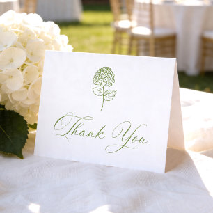 Carte De Remerciements Mariage Photo Hydrangea Vert Olive Classique