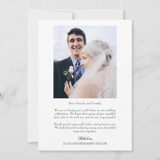 Carte de remerciements Mariage photo Julia Simple (Dos)