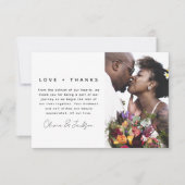 Carte De Remerciements Mariage photo Love and Thanks (Devant)