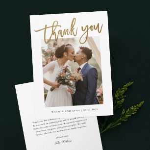Carte De Remerciements Mariage photo manuscrit minimal